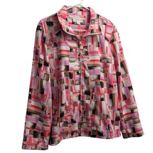 Erin London Abstract Pink Light Weight Jacket L